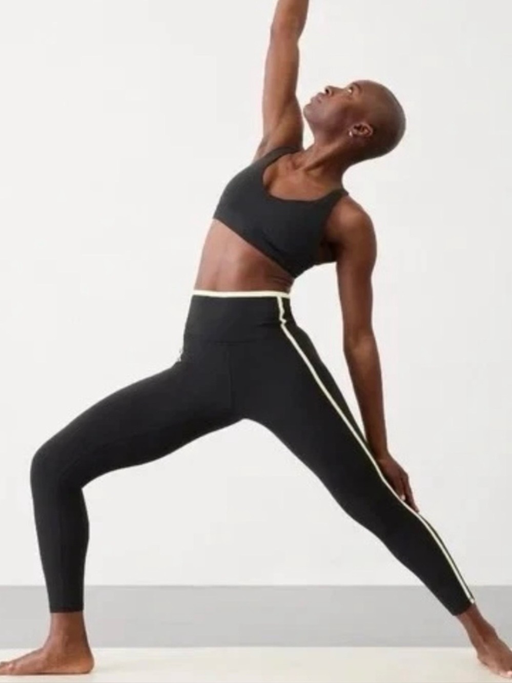 ATHLETA Black White Trim Ultra High Rise Elation 7/8 Active Yoga Legging Size S